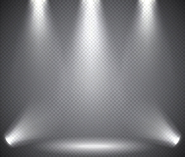 Scene illumination from above and below, transparent effects on