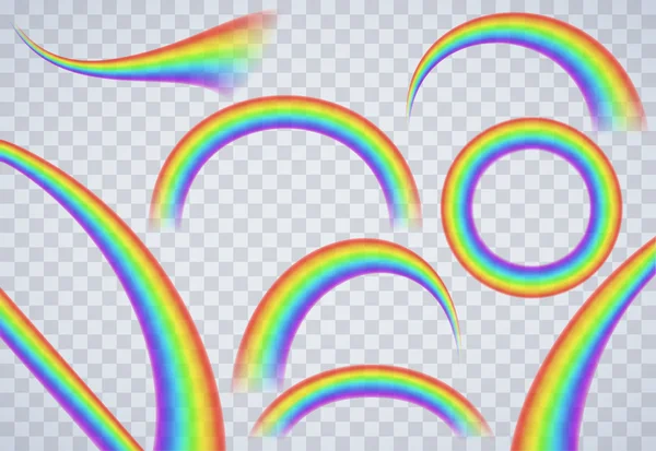 Regenbogenelemente auf transparentem Hintergrund — Stockvektor