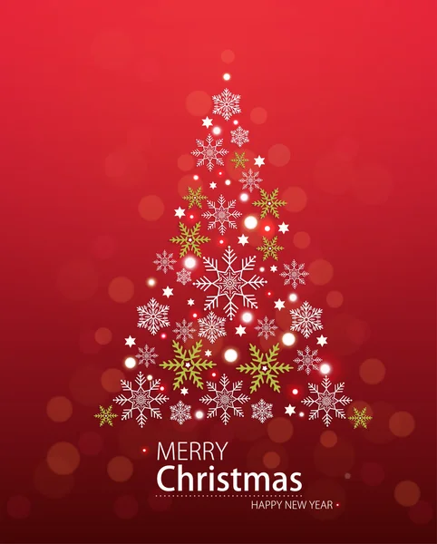 Fondo rojo desenfocado con árbol de Navidad en forma de estrella — Vector de stock