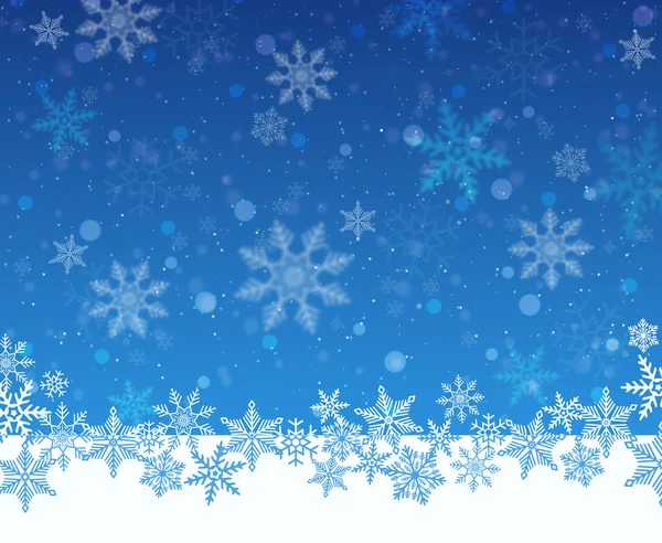 Christmas snowy blue background with defocused elements. — Stock Vector