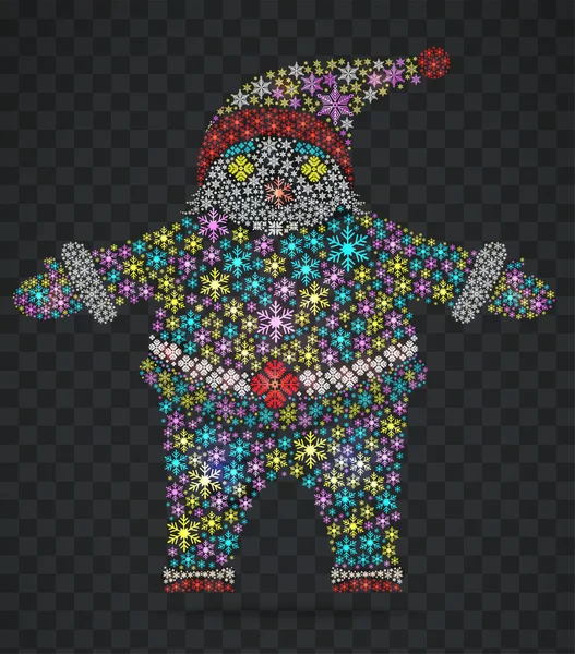 Père Noël sous la forme d'étoiles transparentes. Noël coloré — Image vectorielle