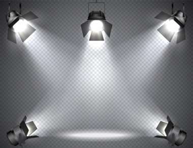 Spot parlak ışıklar açık şeffaf arka plan ile.