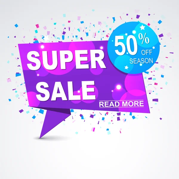 Super sale origami paper banner 50% discount with the explosions — Stock Vector