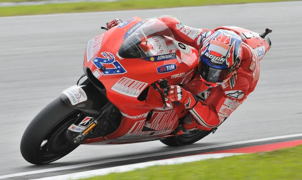 Sepang Malaysia Okt Australian Casey Stoner Ducati Marlboro Team Förhandlar — Stockfoto