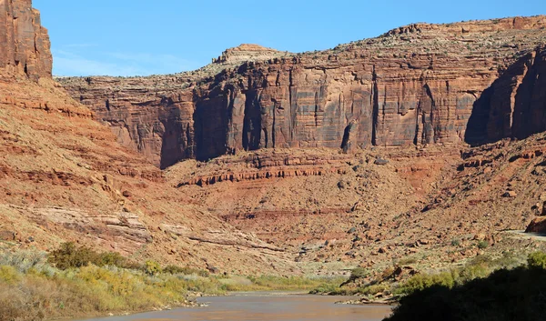 Red cliffs on Colorado River — Stock Photo, Image