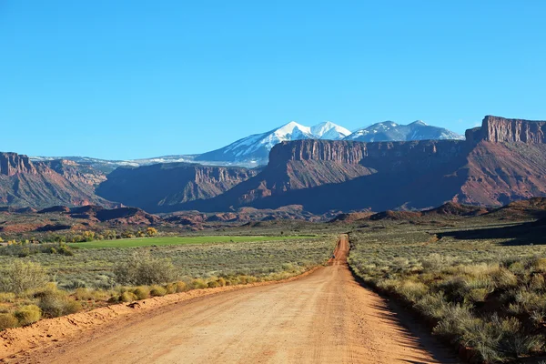 Professor Road and La Sal Mountains — Stock Photo, Image