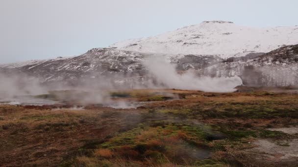 Rök över geotermiska området — Stockvideo