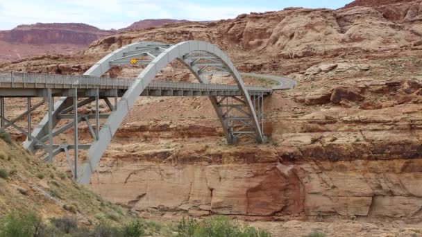 Scenic road 95 crossing Colorado River — Stock Video