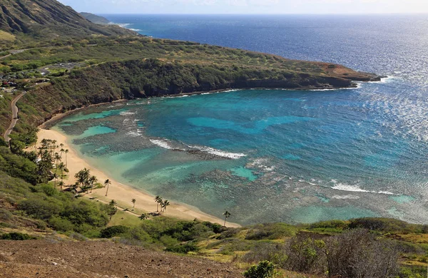 Olhando Para Praia Hanauma Baía Hanauma Oahu Havaí — Fotografia de Stock