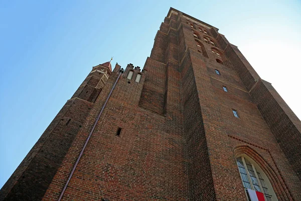 Tornet Mary Kyrkan Blå Himmel Gdansk Polen — Stockfoto