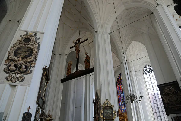 Wnętrze Kościoła Mariackiego Gdańsk Polska — Zdjęcie stockowe