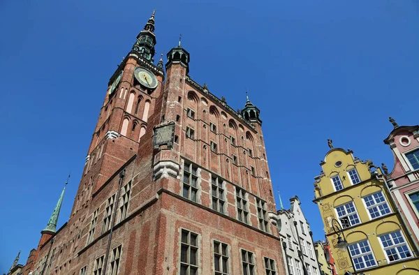 Rathaus Und Mietshäuser Danzig Polen — Stockfoto