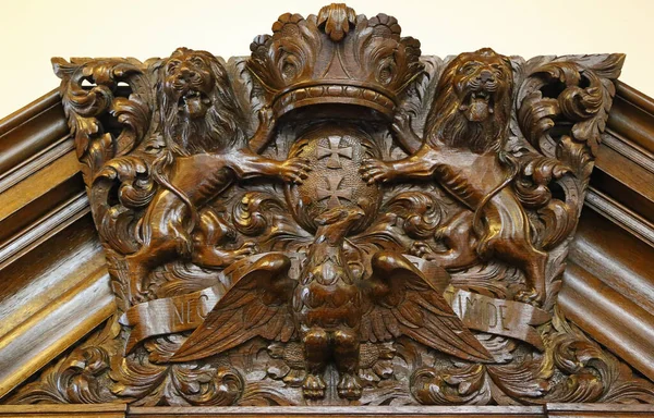 Gdansk 'ın amblemi olarak Tahta Palto Belediyesi, Gdansk, Polonya