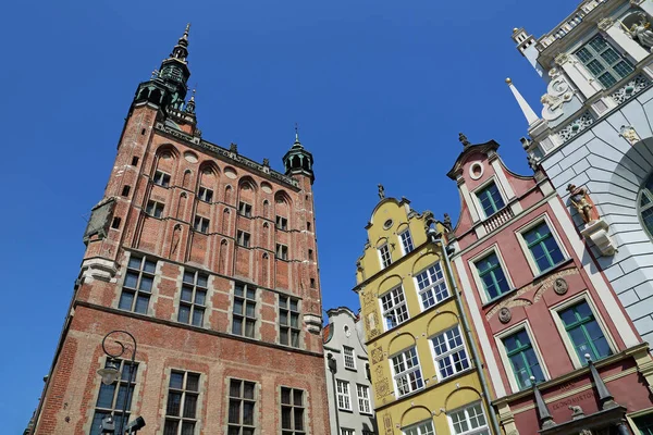 Seitenansicht Rathaus Und Mietshaus Danzig Polen — Stockfoto