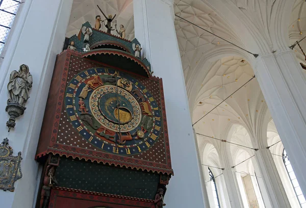 Astronomisk Klocka Mariakyrkan Basilikan Antagandet Jungfru Maria Gdansk Polen — Stockfoto