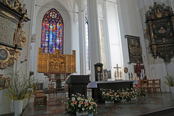 Huvudaltare Mariakyrkan Basilikan Antagandet Jungfru Maria Gdansk Polen — Stockfoto