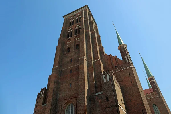 Torre Iglesia Santa María Basílica Asunción Santísima Virgen María Gdansk — Foto de Stock