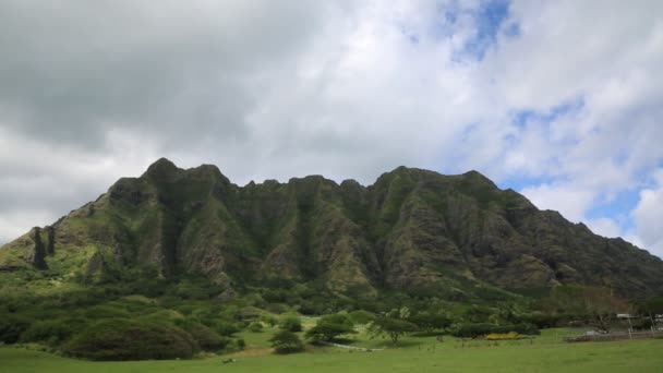 Clouds moving over Kualoa Ranch — Stock Video