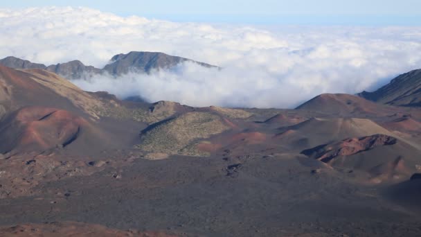 Haleakala kráter fölött felhők — Stock videók