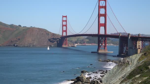 Seglar under Golden Gate-bron — Stockvideo