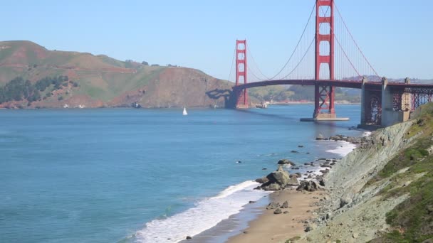 Segelbåt i Golden Gate sundet — Stockvideo