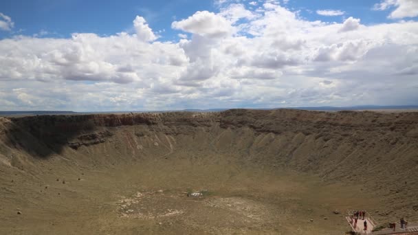 Clouds shadow coming into Meteor crater — Stock Video