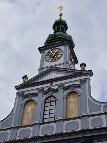 Bela Torre Relógio Ceske Budejovice República Checa — Fotografia de Stock