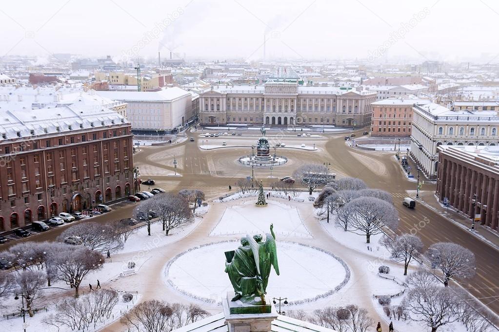 The ensemble of St. Isaac's Square in St.Petersburg. View from S