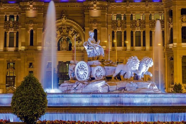 Fontaine Cibeles vue de nuit à Madrid — Photo