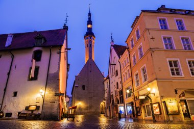 Tallinn Belediye Binası gece görünümü