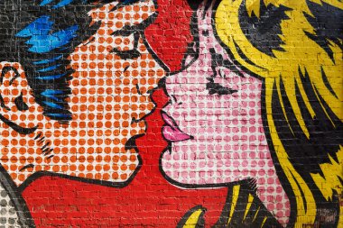 Moscow, Rusya Federasyonu - 29 Nisan: parlak öpüşme kaç grafiti bir b