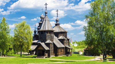 Suzdal, altın yüzük Rusya'nın ahşap Mimarlık Müzesi
