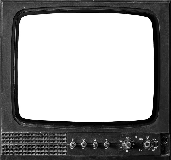 격리 된 화면으로 오래 된 Tv — 스톡 사진