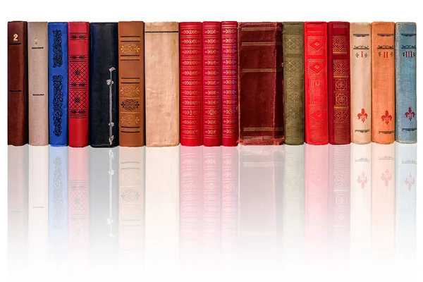 Spines of old books on a white background — Stock Photo, Image