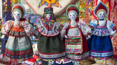 linen doll in Russian national dress clipart