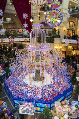 Moskova, Rusya - 6 Ocak: Noel dekorasyon Noel Fuarı 