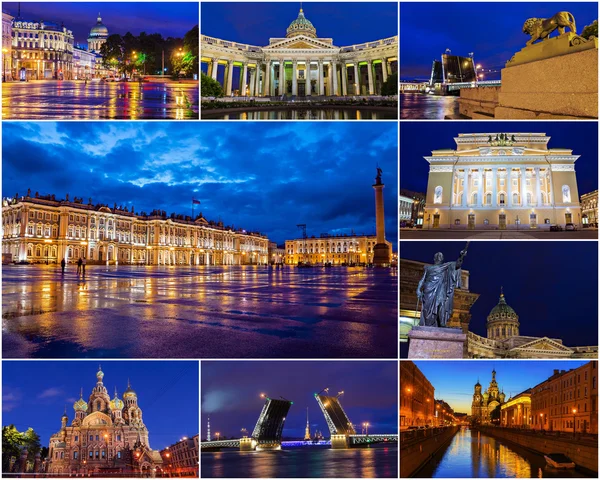 St. Petersburg. Rusya (kolaj şehir gece)