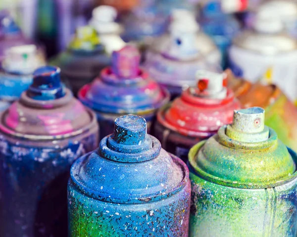 Used cans of spray paint — Stock Photo, Image