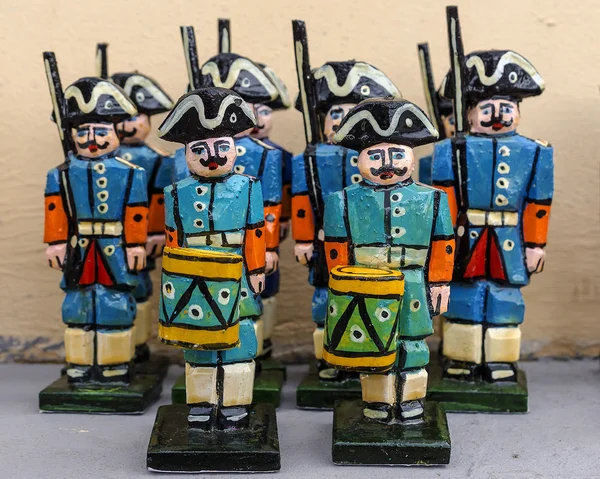 Old wooden soldiers in the form of Peter I — Stock Photo, Image