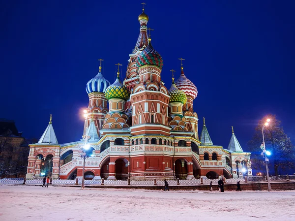 St. Basil's Cathedral in winter (snow storm), Russia — Stock Photo, Image