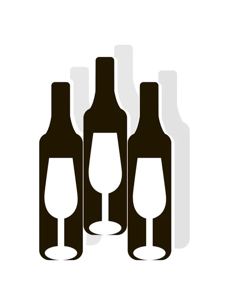 Flaskor och glas för alkoholhaltiga drycker — Stock vektor