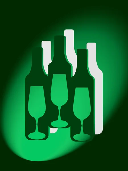 Garrafas e copos para bebidas alcoólicas — Vetor de Stock