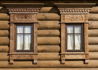 carved wood trim Russian hut