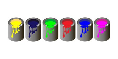 renkli boya kutuları kümesi