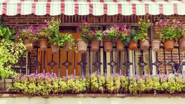 Udekorowany kwiatami balkon — Zdjęcie stockowe