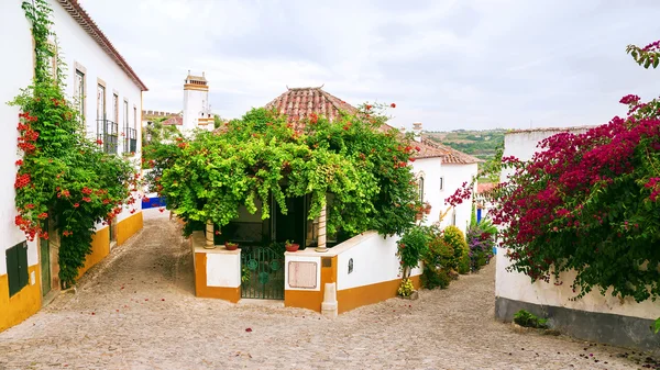 Alte straße in obidos, portugal Stockfoto