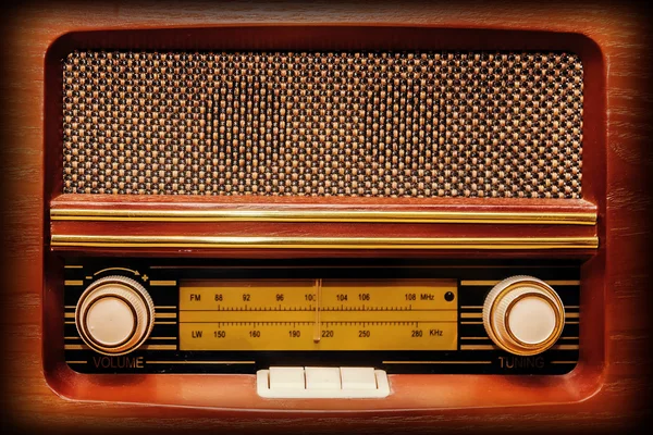 Unique retro radio in wooden case — Stock Photo, Image