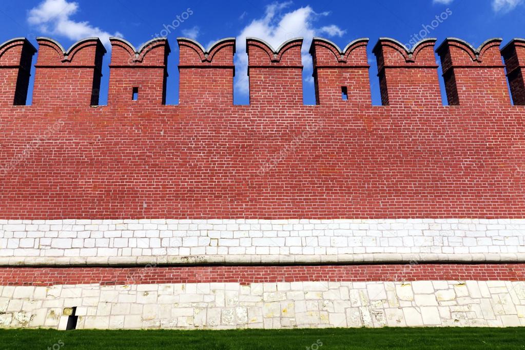 red Kremlin wall in the city of Tula, Russia