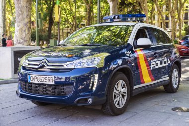 MADRID, SPAIN  SEPTEMBER-11: the police car Citroen on streets o clipart