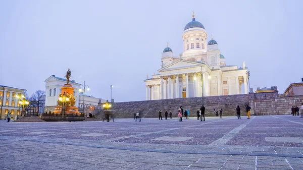 St. Nicholas Cathedral in Helsinki in winter — Stock Photo, Image